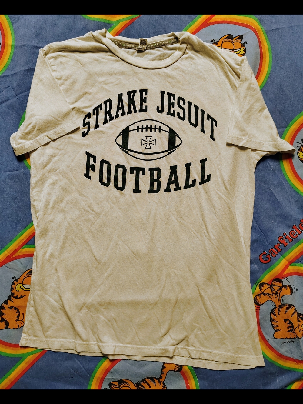 Strake Jesuit Football T-Shirt Size M White Green Prep School Rushmore Houston